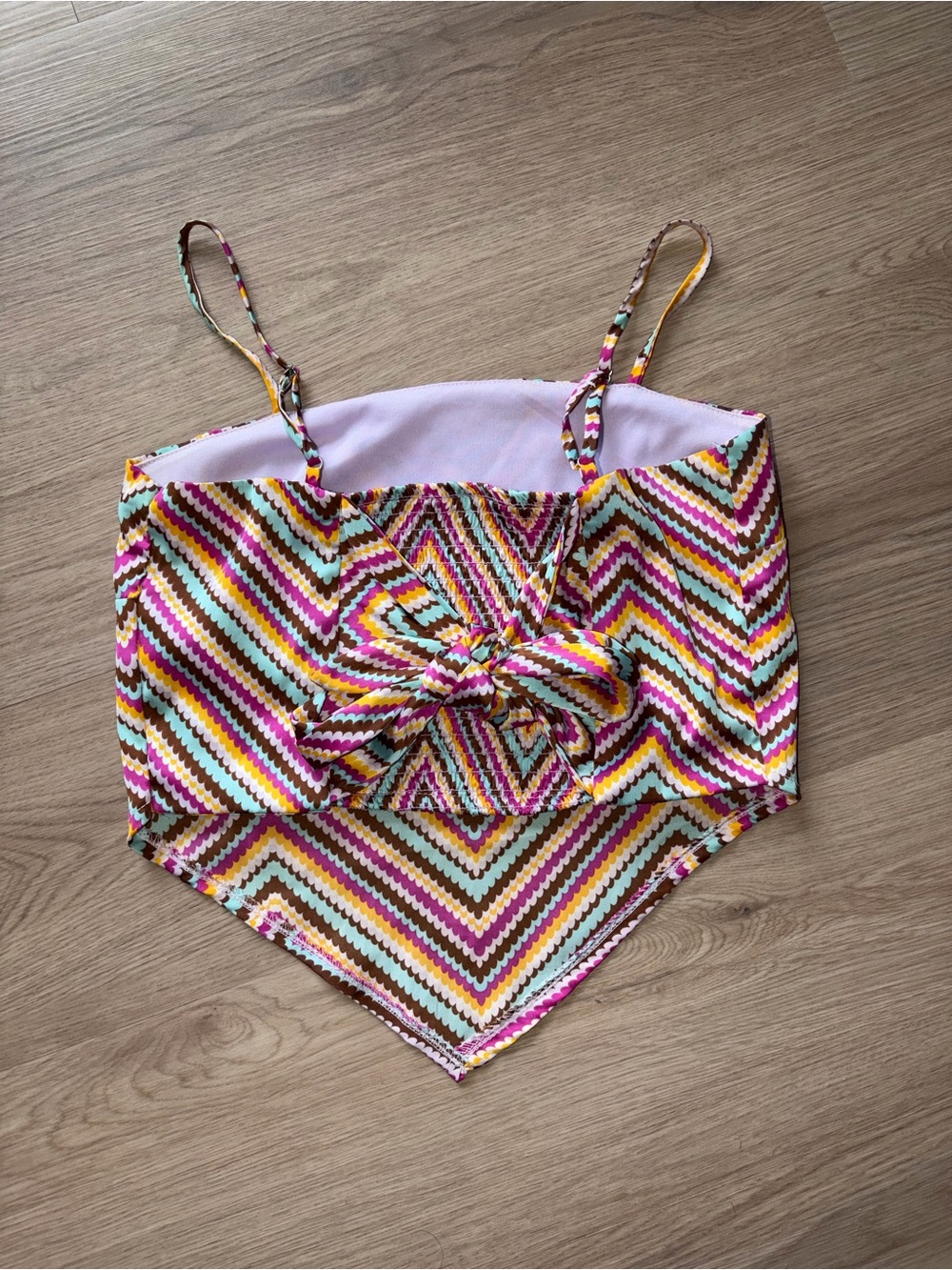 Colorful Chevron Tie-Front Crop Top - Multicolor